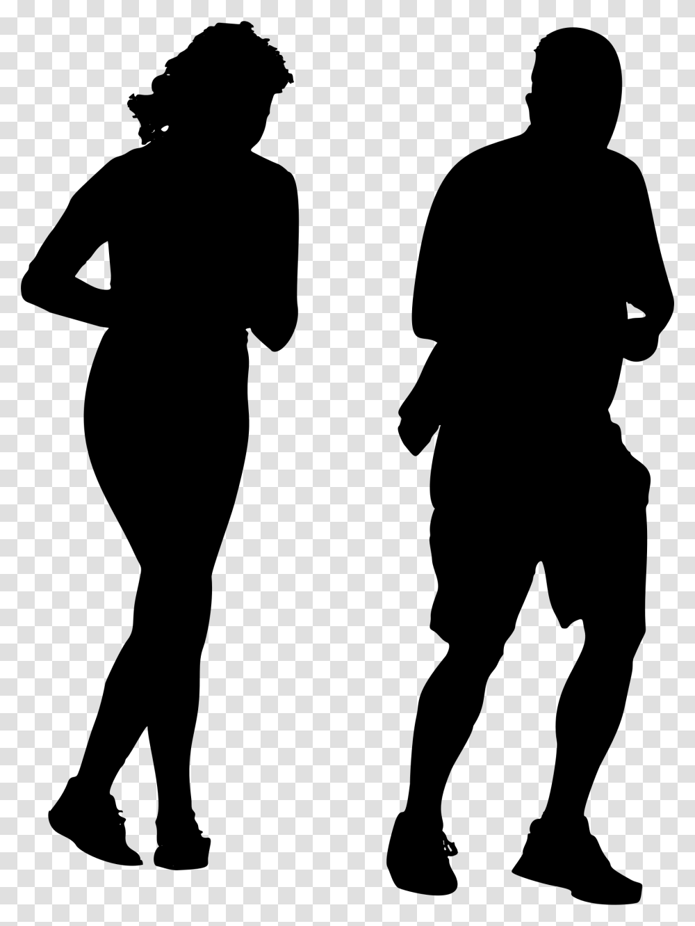 Jogging Couple Silhouette Icons, Gray, World Of Warcraft Transparent Png