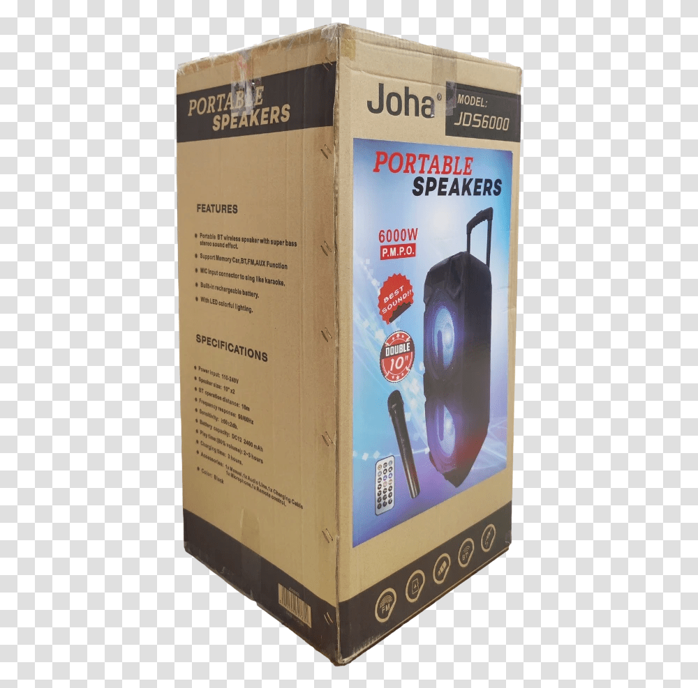 Joha Jds6000 10 Double Woofer Bluetooth Speaker W Led Portable, Box, Text, Label, Dvd Transparent Png