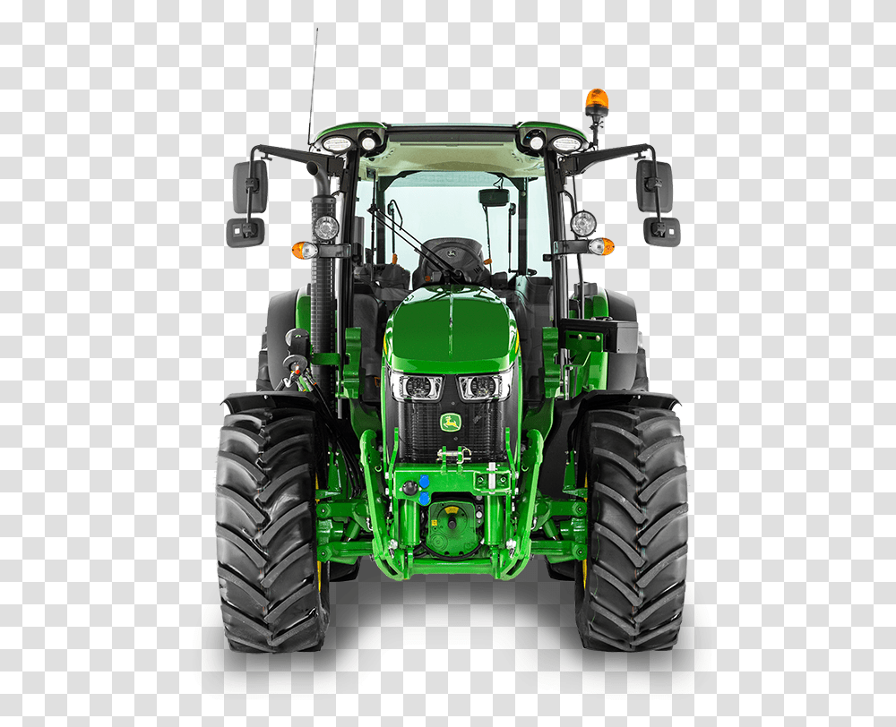 John Deere 5r 2018 Download Front View Of John Deere Tractor, Vehicle, Transportation, Wheel, Machine Transparent Png