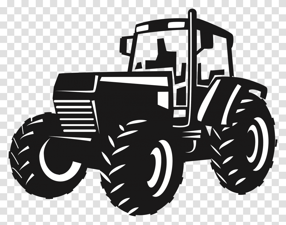 John Deere Tractor Agriculture Clip Art Tractor Black And White, Vehicle, Transportation, Bulldozer Transparent Png