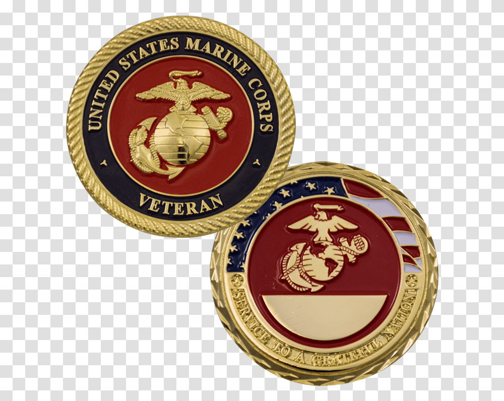 John Paul 2 Awards Marine Corps Coin, Logo, Trademark, Gold Transparent Png