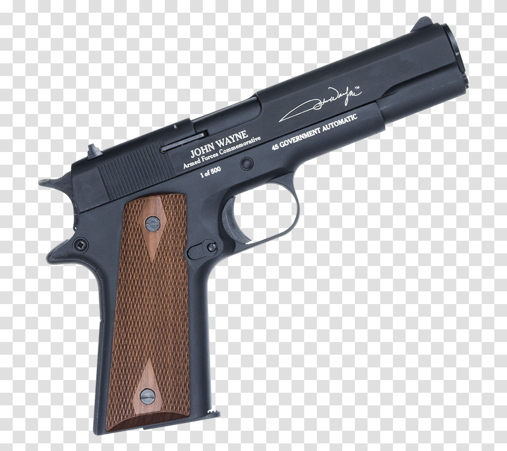 John Wayne M1911 Government Firearm, Gun, Weapon, Weaponry, Handgun Transparent Png