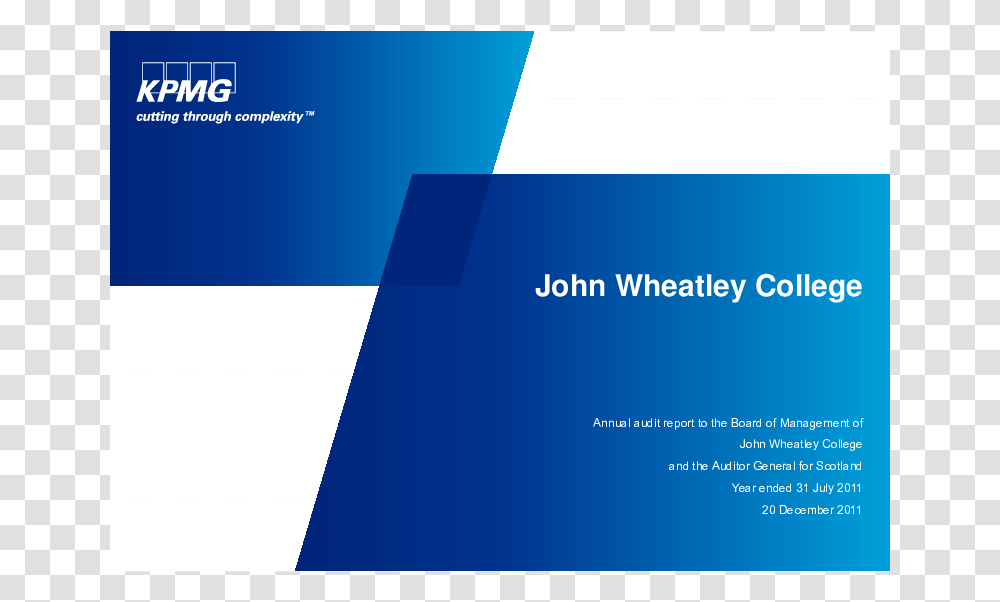 John Wheatley College Annual Audit Kpmg Ppt Background, Paper, Business Card, Poster Transparent Png