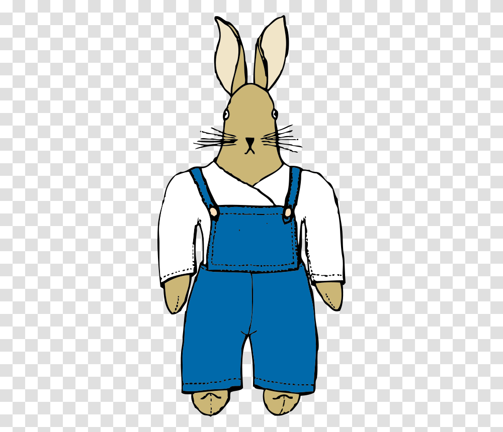 Johnny Automatic Bunny In Overalls Front View, Animals, Person, Human, Waiter Transparent Png