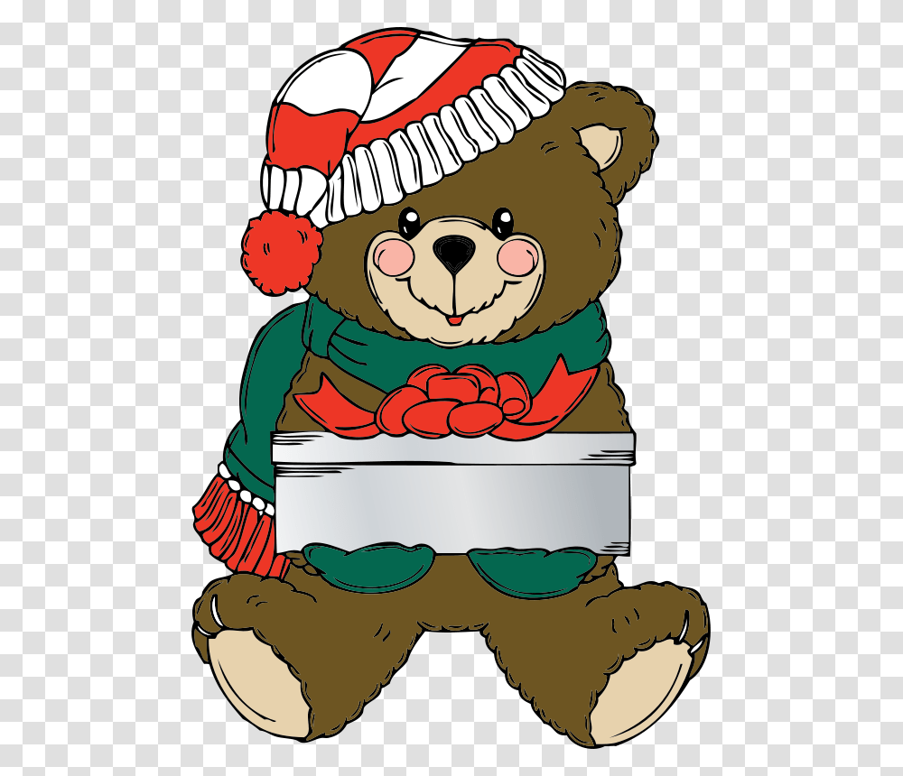 Johnny Automatic Christmas Bear Wih Present, Animals, Elf, Toy Transparent Png