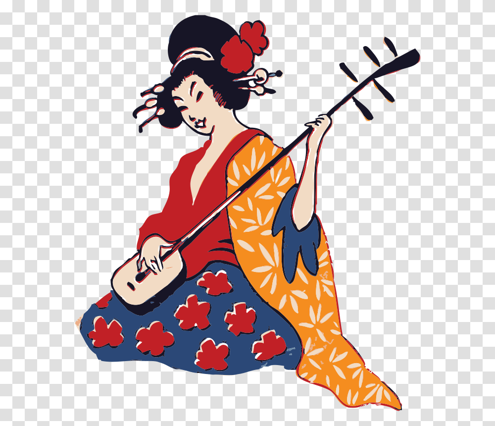 Johnny Automatic Geisha Playing Shamisen, Music, Person, Human Transparent Png