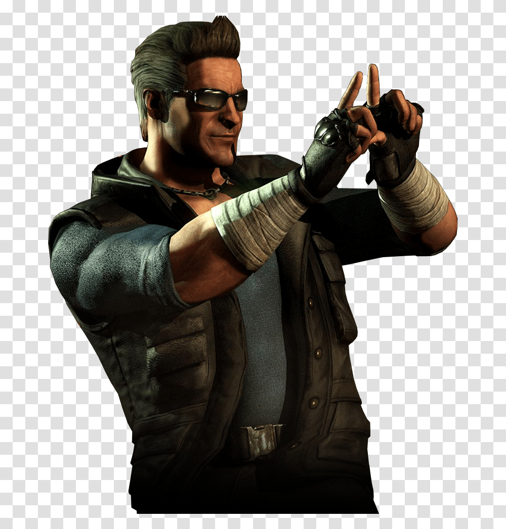 Johnny Cage Mortal Kombat Characters Johnny Cage, Sunglasses, Person, Finger, Weapon Transparent Png