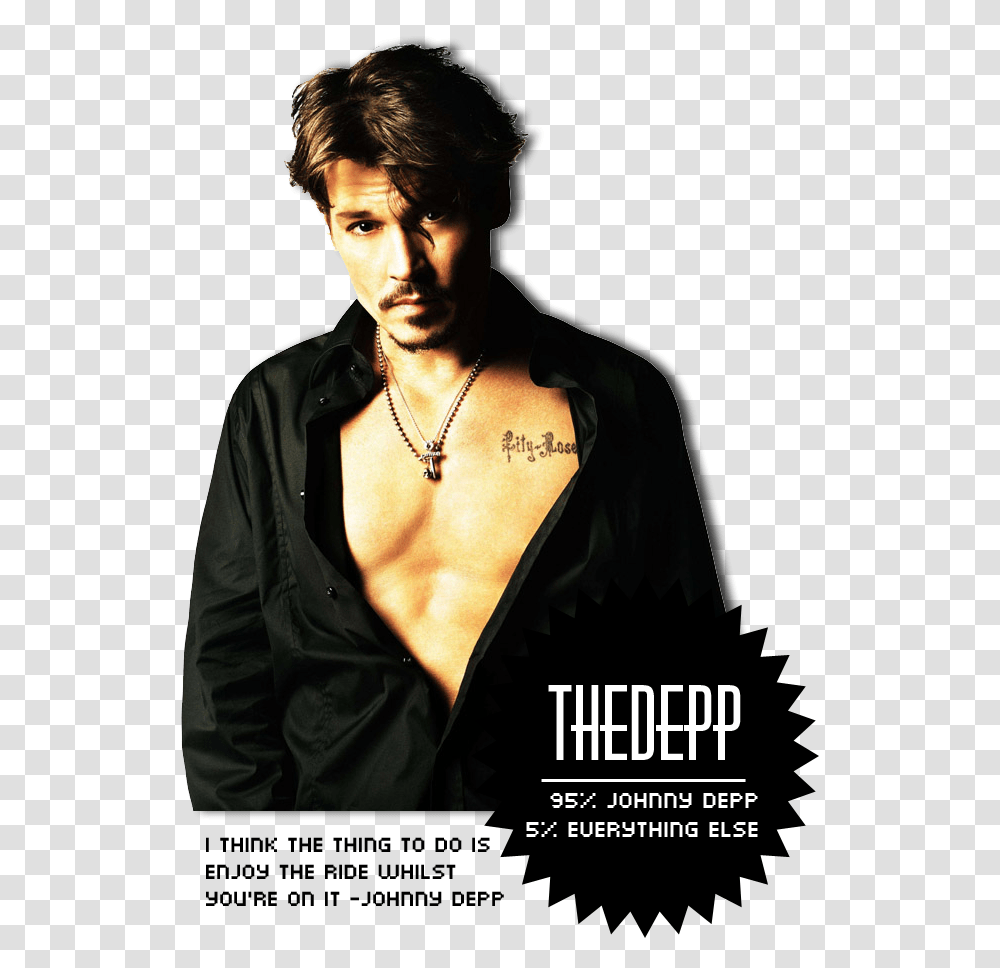 Johnny Depp Lily Rose Tattoo, Person, Human, Necklace, Jewelry Transparent Png
