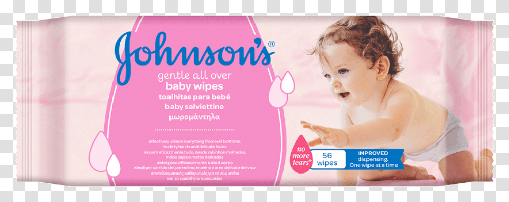 Johnsons Baby Wipes Gentle All Over 56 Pcs Johnsons Baby Wipes Gentle, Advertisement, Flyer, Poster, Paper Transparent Png
