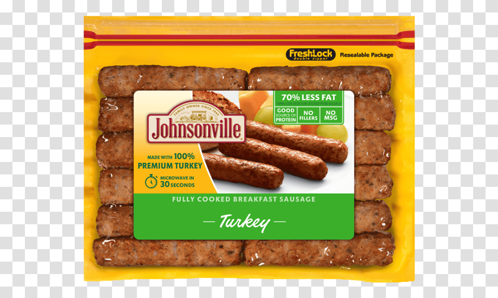 Johnsonville Fully Cooked Turkey Breakfast Sausage, Hot Dog, Food, Poster, Advertisement Transparent Png