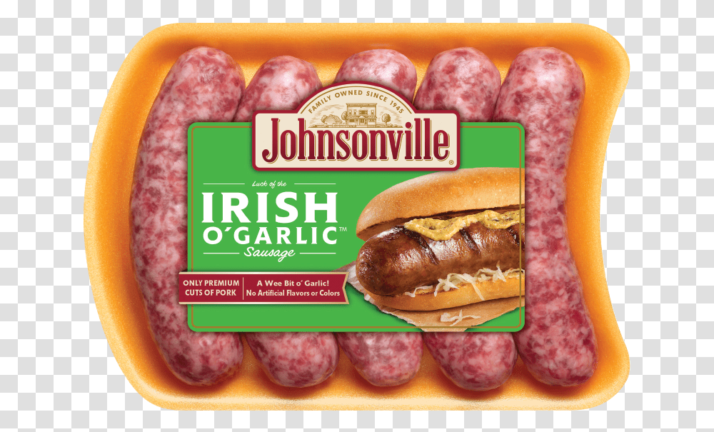 Johnsonville Irish O Garlic Sausage, Burger, Food, Shop, Pork Transparent Png