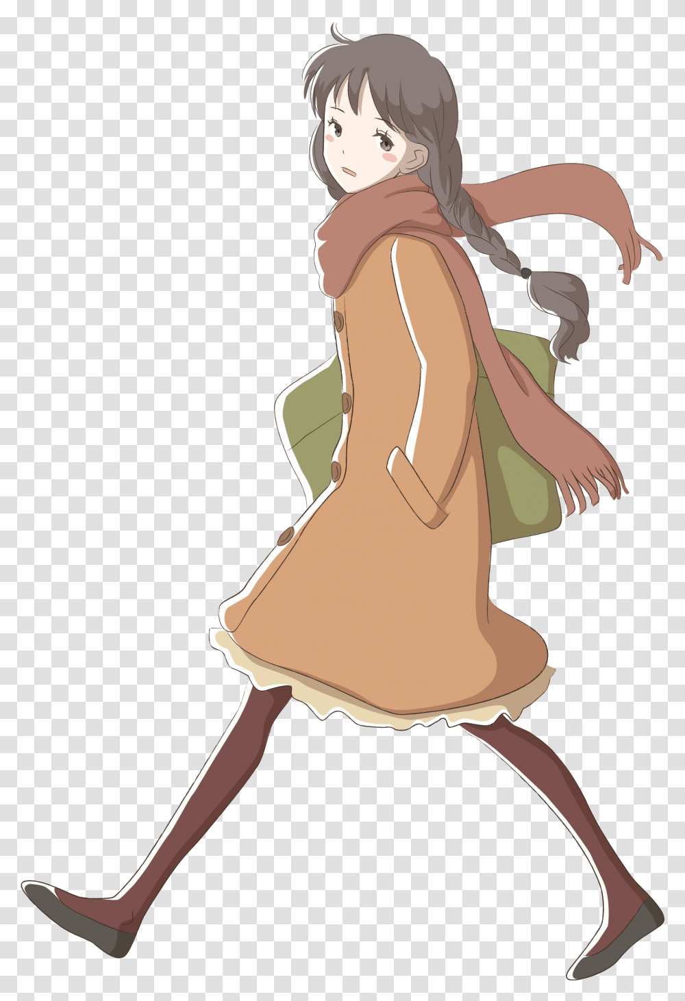 Joint Sitting Brown Hair Clipart Anime Girl Walking, Person, Human, Animal, Wood Transparent Png