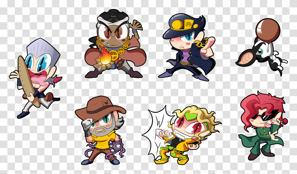 Jojo Part 3 Chibis Sheet, Person, Comics, Book, Hat Transparent Png