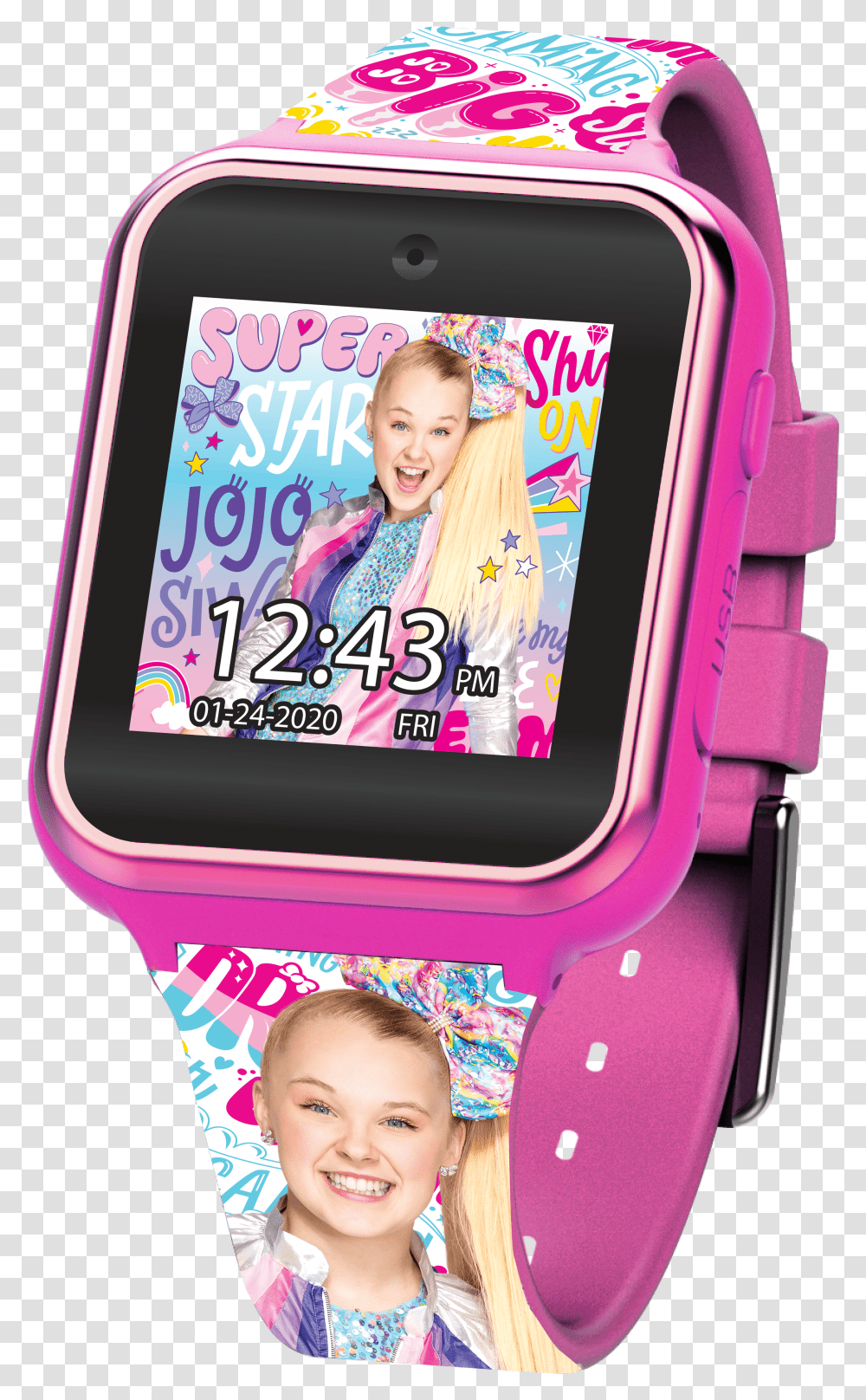 Jojo Siwa Interactive Smart Kids Watch Jojo Siwa Phone Watch, Person, Human Transparent Png
