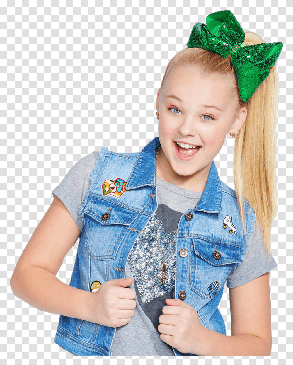 Jojo Siwa With Green Bow In Hair Jojo Siwa, Pants, Jeans, Person Transparent Png