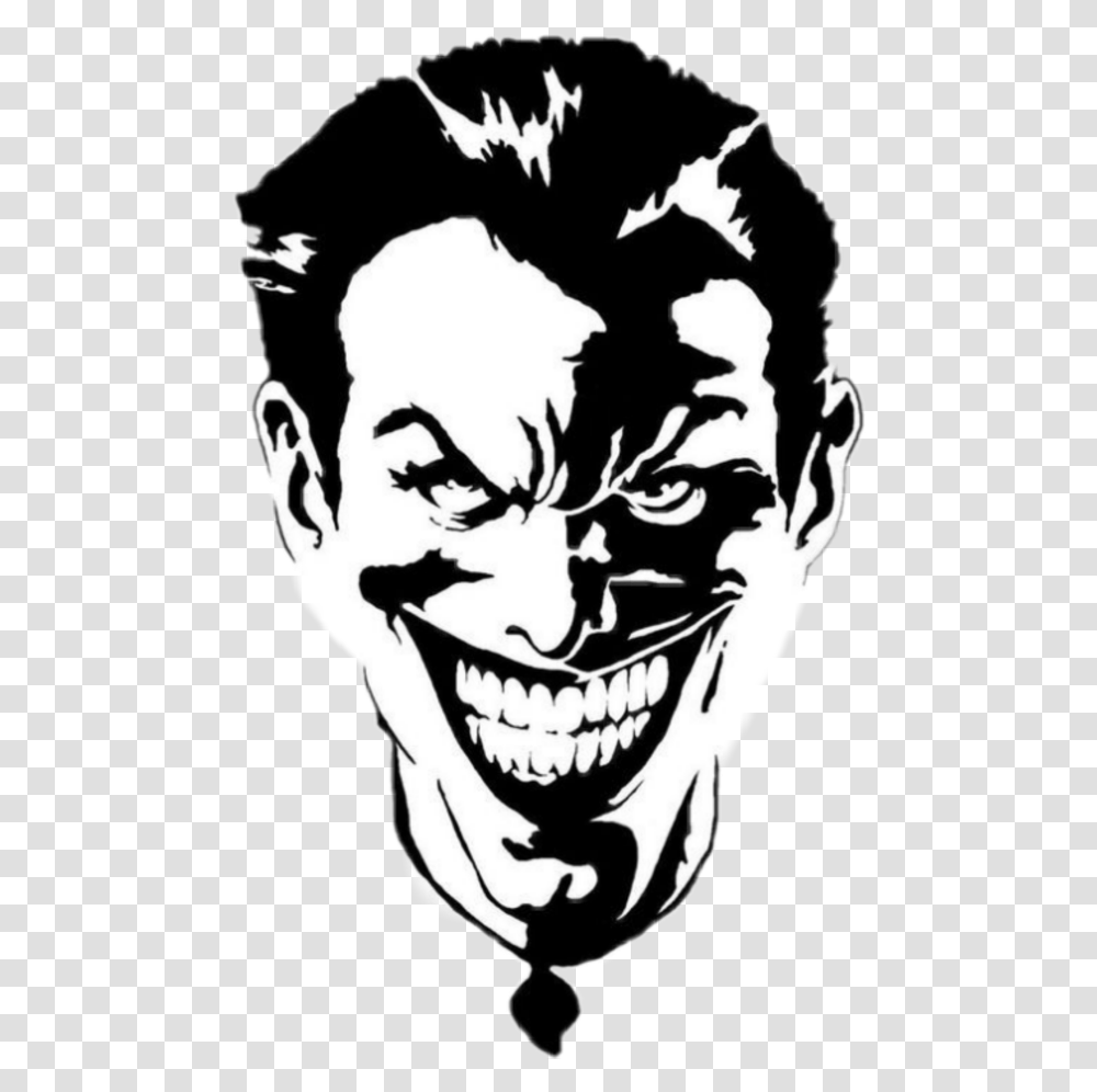 Joker Batman Batmanarkhamknight Jokerface Joker Black And White, Stencil, Person, Human Transparent Png