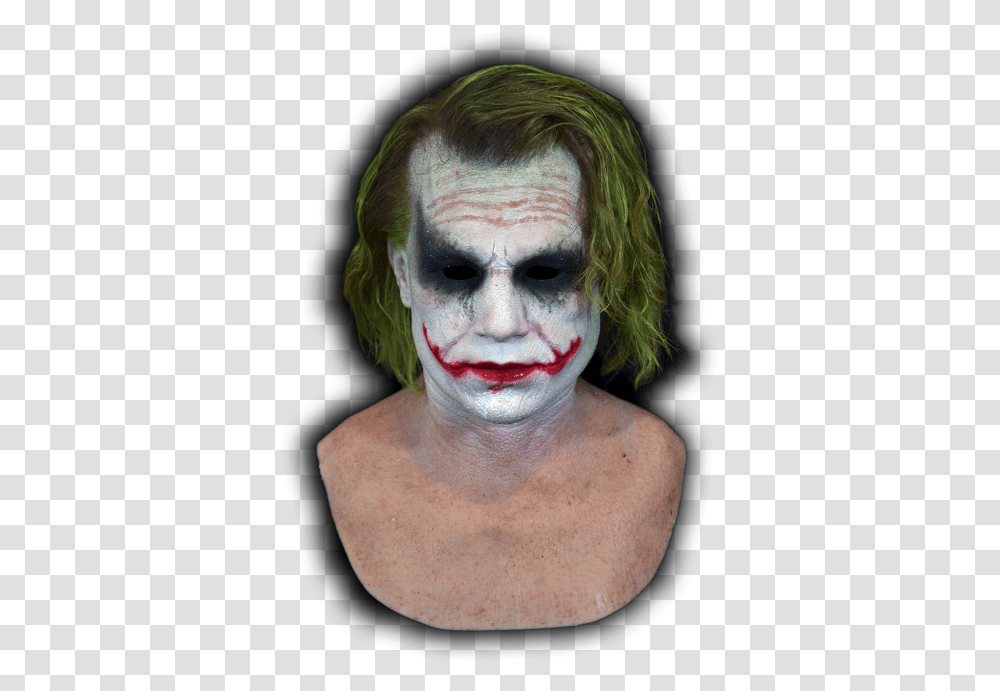 Joker Front New Heath Ledger Joker Mask, Person, Human, Face, Head Transparent Png