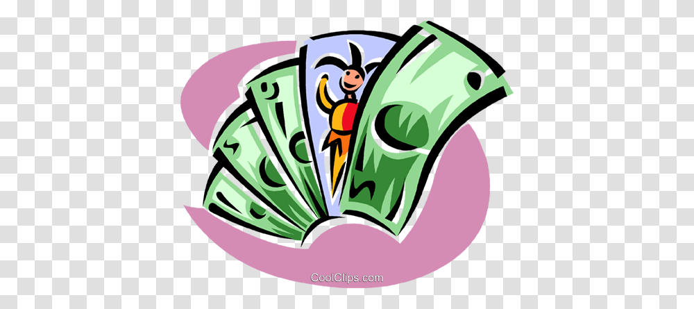Joker In A Handful Of Money Royalty Free Vector Clip Art, Dollar, Recycling Symbol, Doodle Transparent Png
