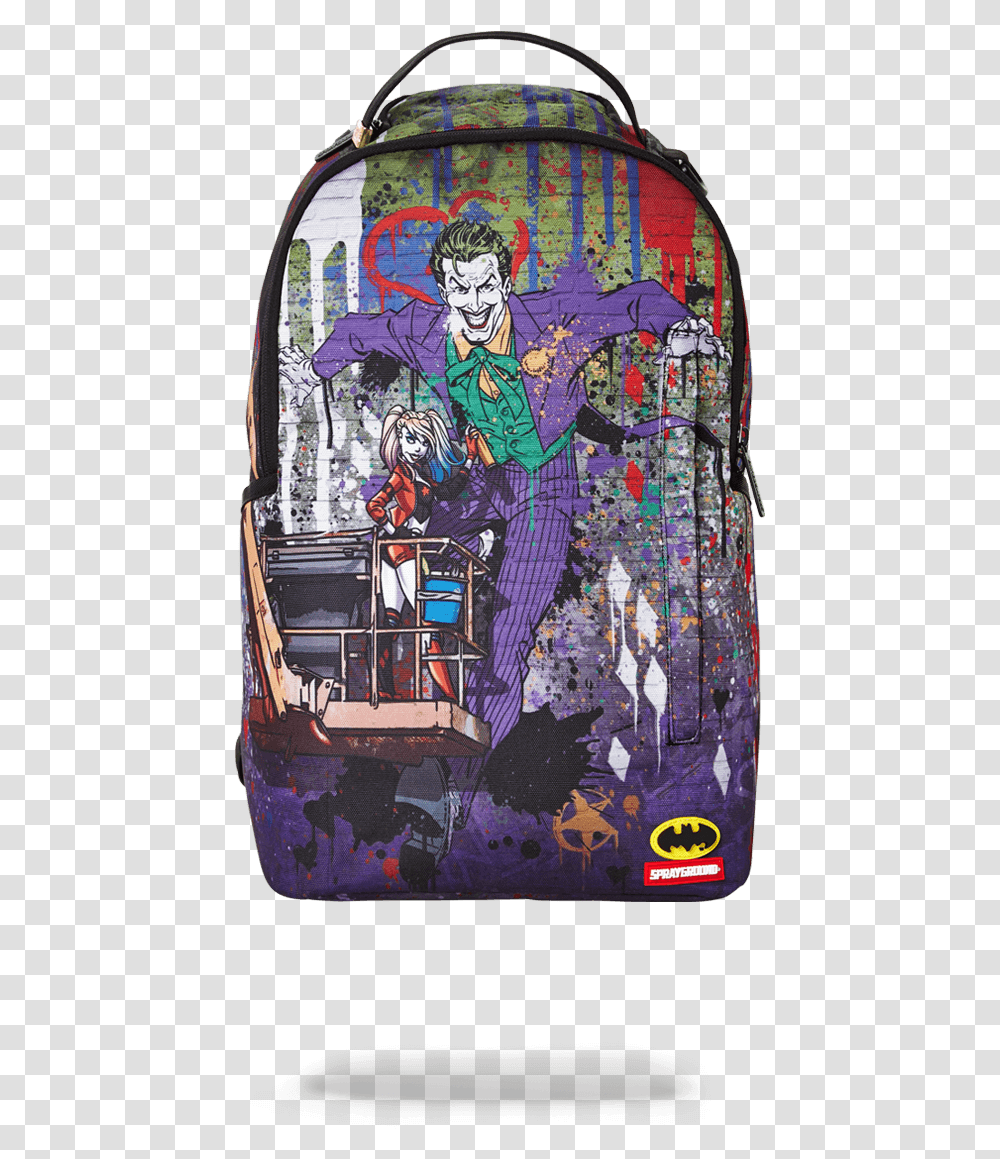 Joker Mural By Harley Quinn On Sale Harley Quinn Sprayground Backpack, Collage, Poster, Advertisement Transparent Png