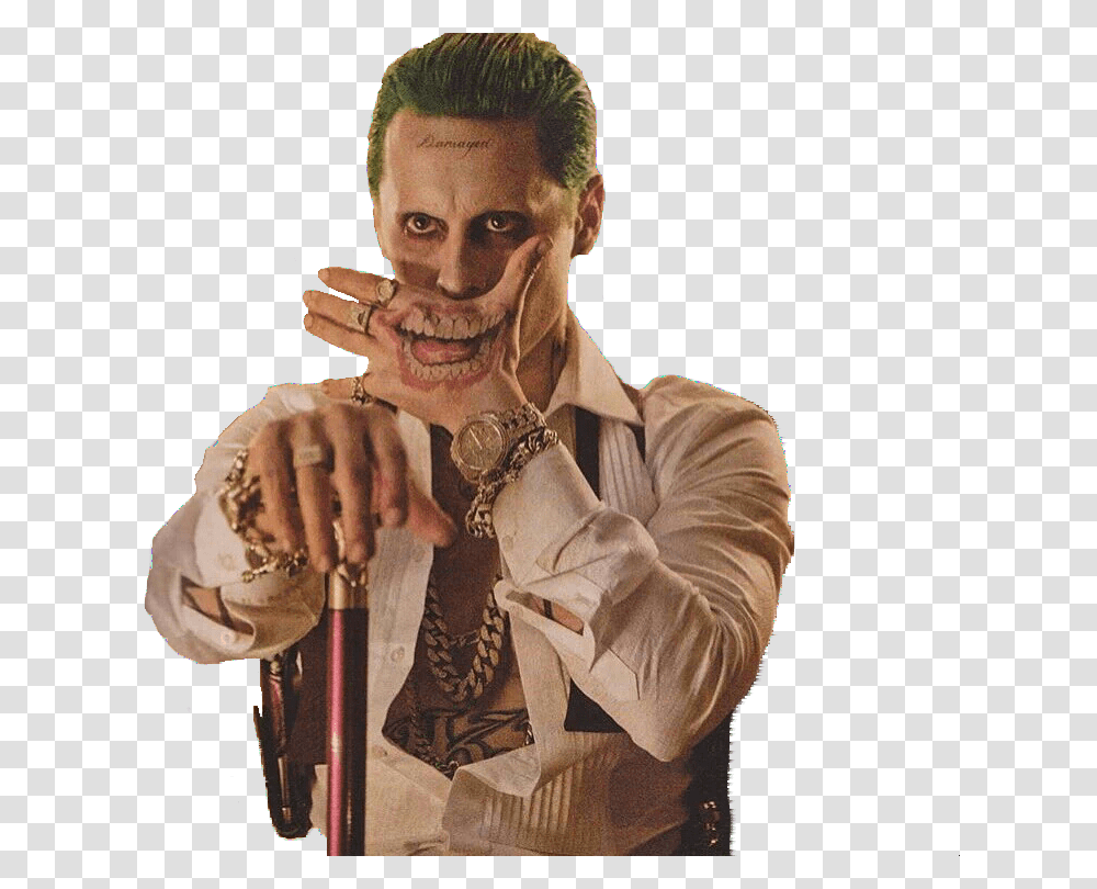 Joker Suicide Squad Joker Hand Tattoo Suicide Squad, Person, Human, Face Transparent Png