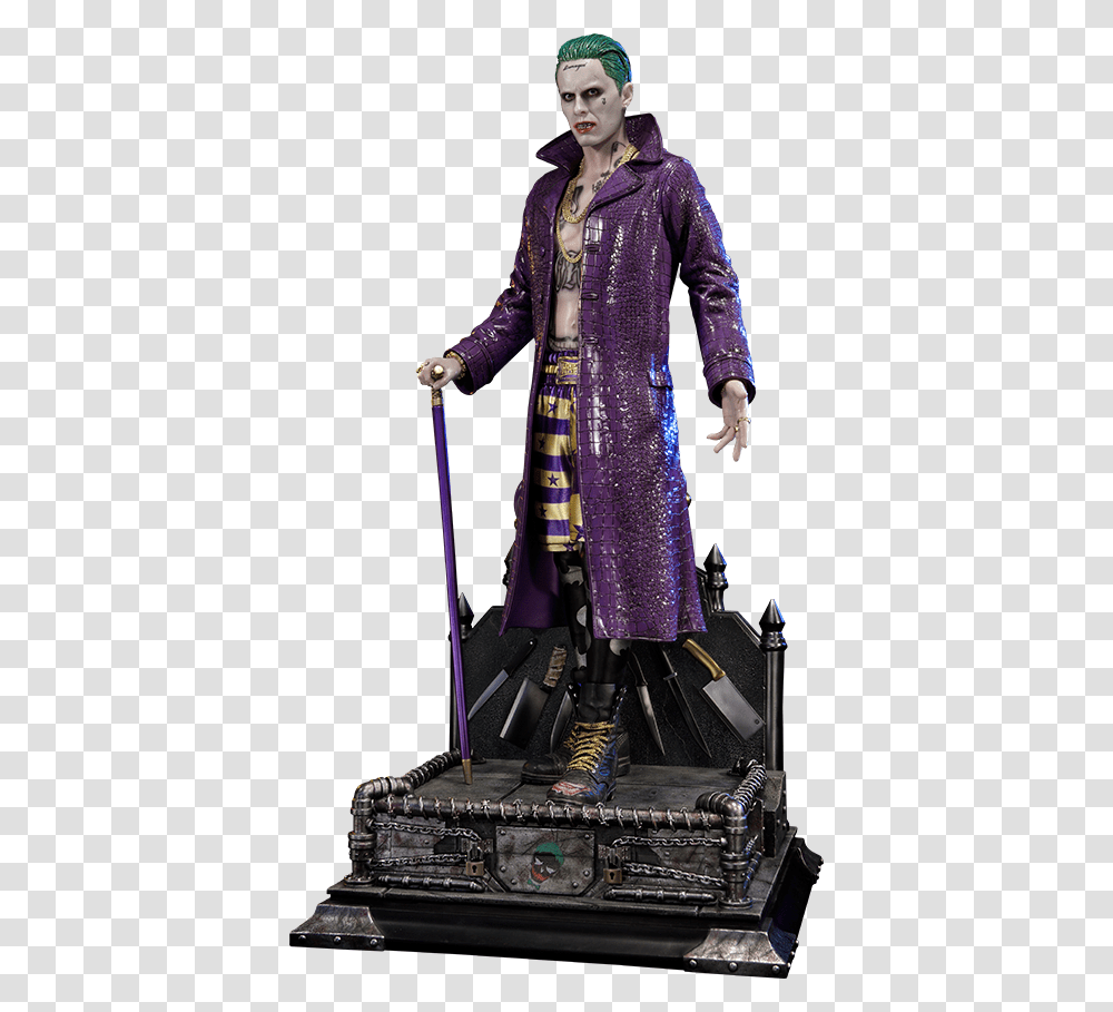 Joker Suicide Squad Statue, Coat, Person, Overcoat Transparent Png
