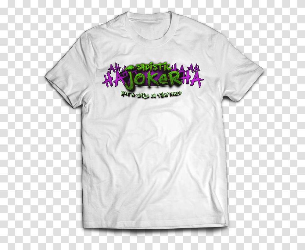 Joker White Tee Active Shirt, Apparel, T-Shirt, Person Transparent Png