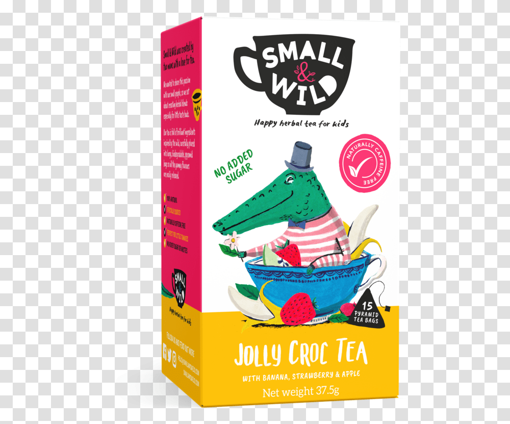 Jolly Croc Tea With Banana Strawberry & Apple - Small Wild Small And Wild Tea, Label, Text, Bowl, Flyer Transparent Png