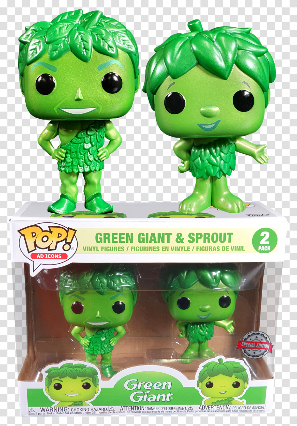 Jolly Green Giant Amp Little Green Sprout Metallic Funko Green Giant 2 Pack Funko, Figurine, Toy, Doll, PEZ Dispenser Transparent Png