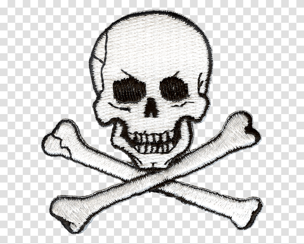 Jolly Roger Skull And Crossbones Embroidery Patch Skull And Crossbones Embroidery, Snake, Reptile, Animal Transparent Png