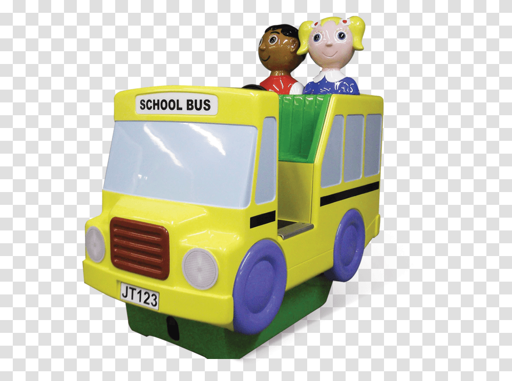 Jolly Roger Yellow Bus Kidde Ride, Toy, Vehicle, Transportation, Doll Transparent Png