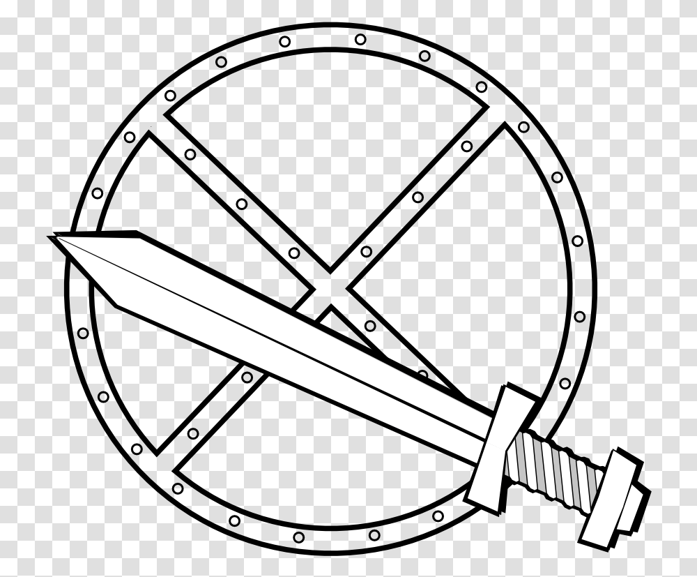 Jonadab Round Sword And Shield Clip Art Cartoon Sword And Shield, Blade, Weapon, Weaponry, Tool Transparent Png