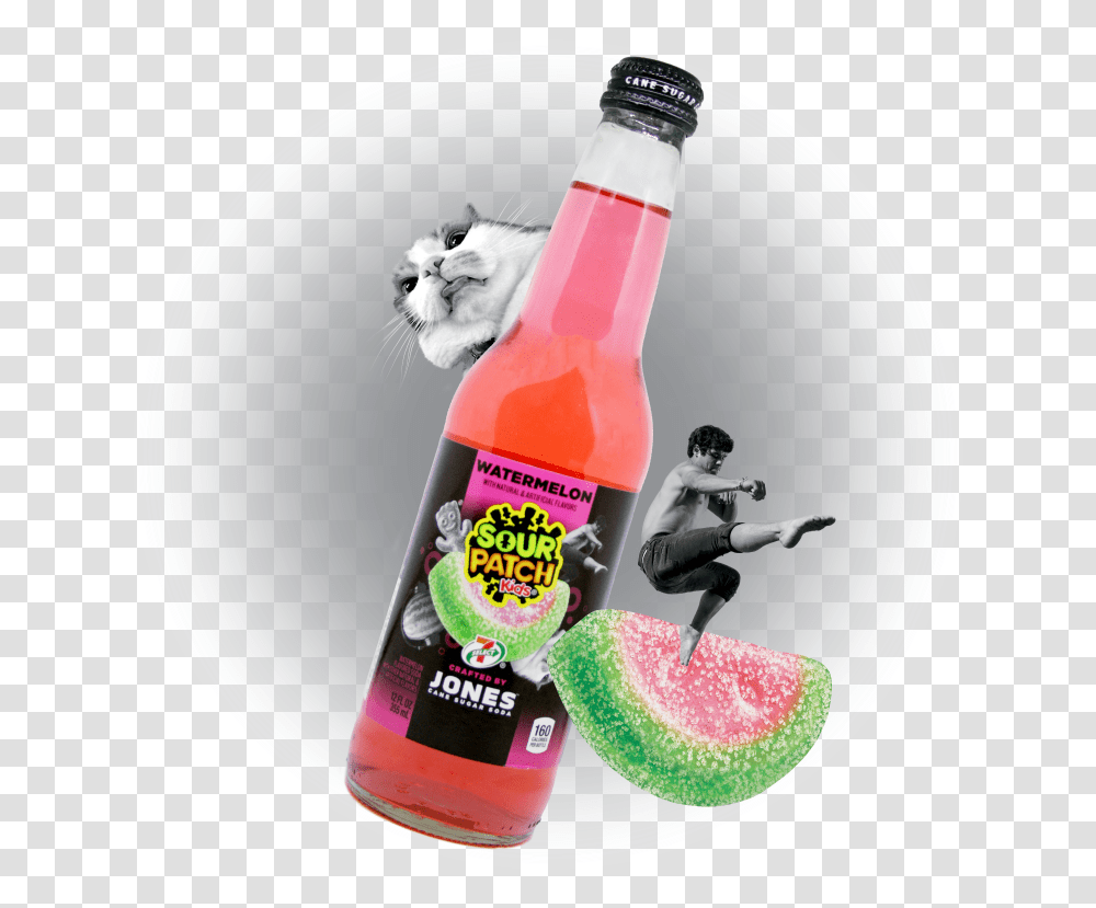 Jones Soda Watermelon, Pop Bottle, Beverage, Cat, Label Transparent Png