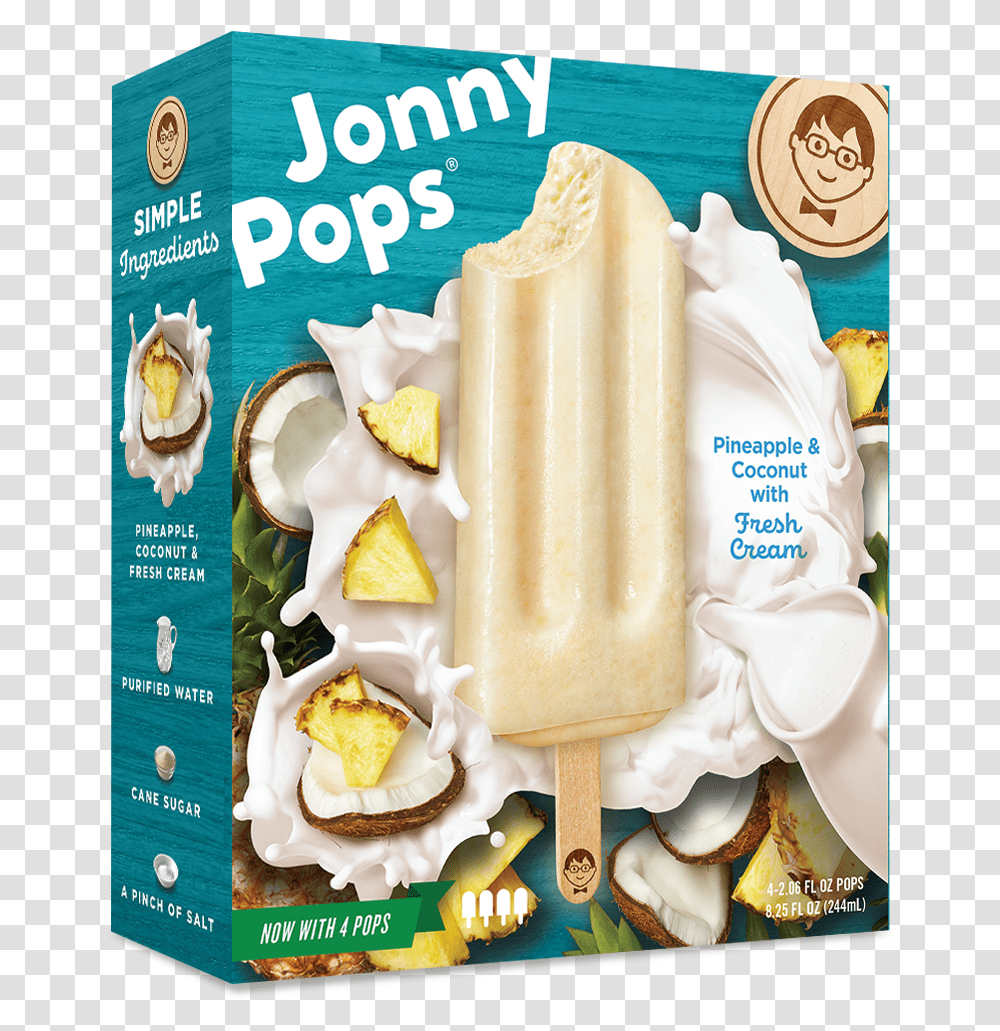 Jonnypops Pineapple Coconut - Home Ice Cream, Ice Pop, Birthday Cake, Dessert, Food Transparent Png