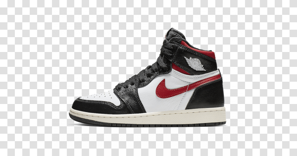 Jordan 1 Black White Gym Red, Shoe, Footwear, Apparel Transparent Png