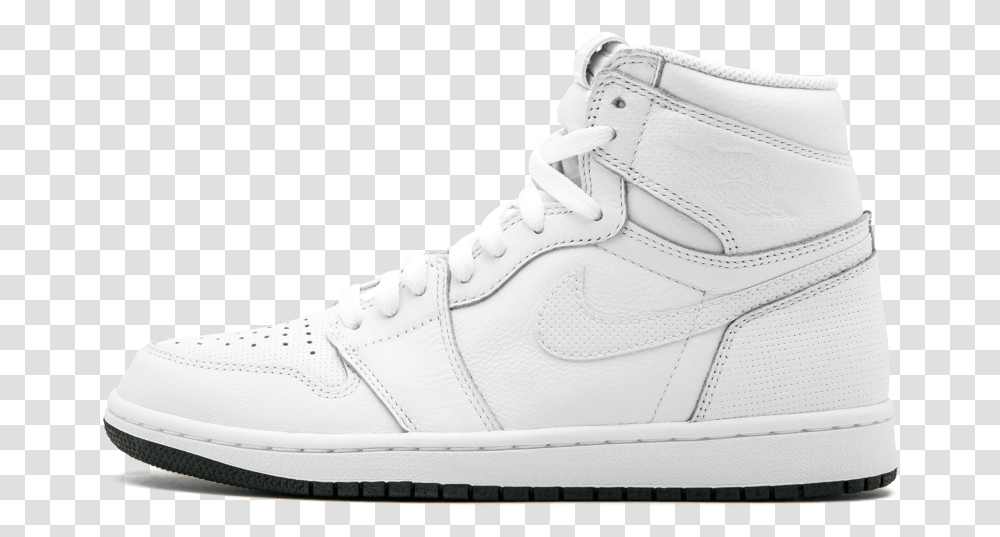 Jordan 1 High All White, Shoe, Footwear, Apparel Transparent Png