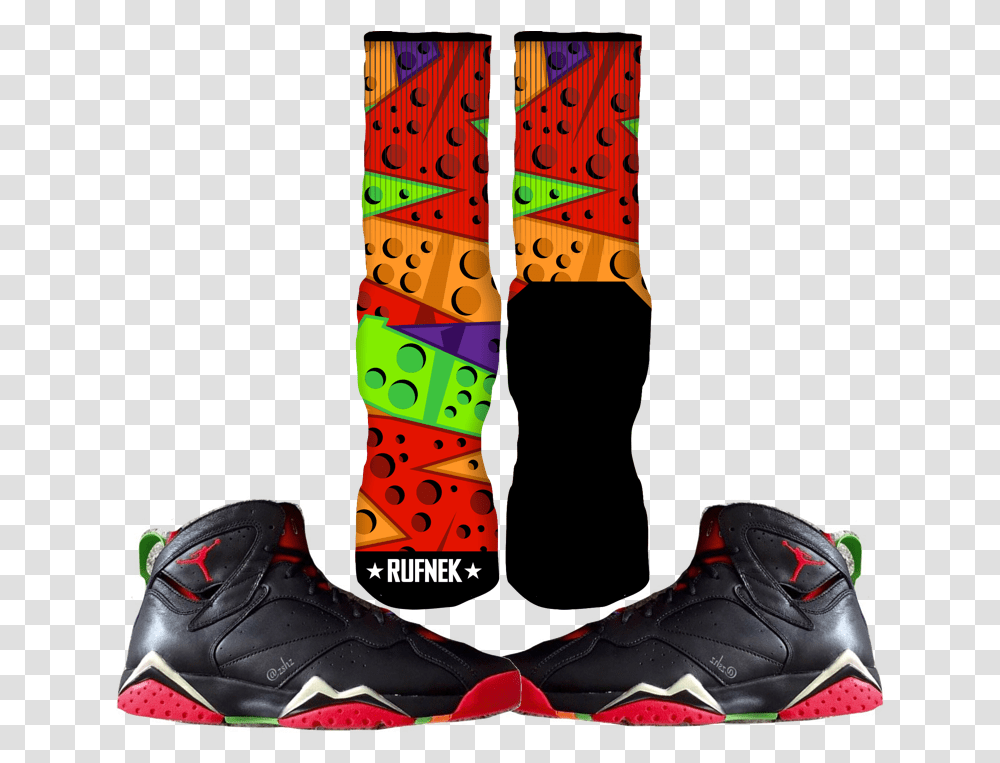 Jordan Marvin The Martian 7s Custom Socks Air Jordan 7 Marvin The Martians Gs, Apparel, Footwear, Boot Transparent Png