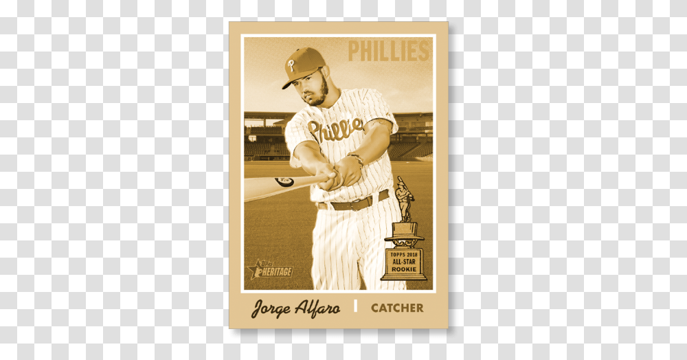 Jorge Alfaro 2019 Heritage Baseball Base Poster Gold Baseball Player, People, Person, Human, Athlete Transparent Png