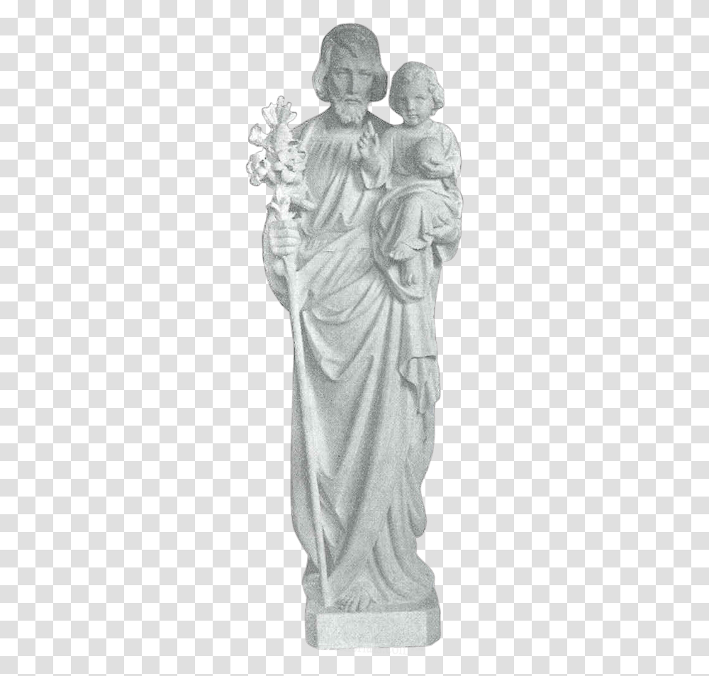 Joseph And Lillies Granite Statue Statue, Sculpture, Person, Human Transparent Png