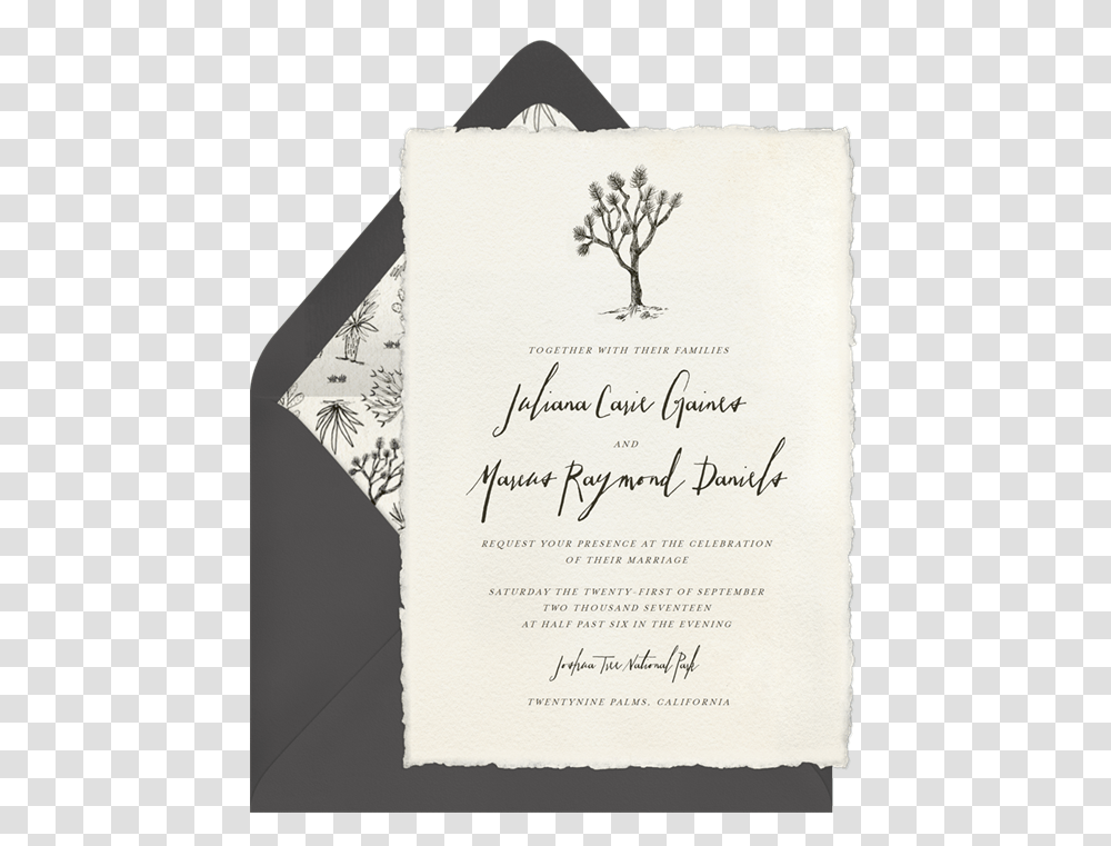Joshua Tree Wedding Invitations, Paper, Poster Transparent Png