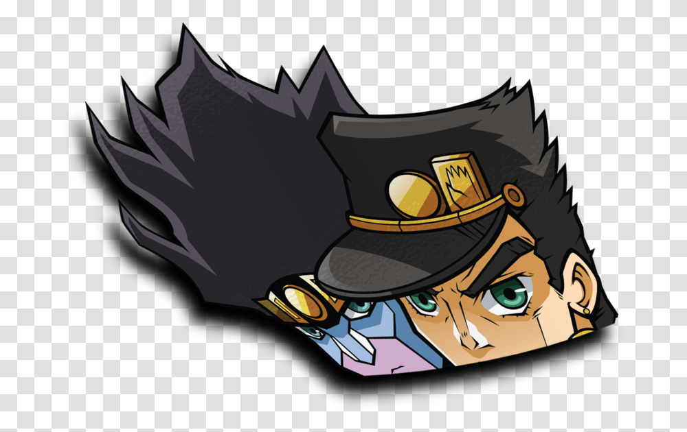 Jotaro Kujo Peeker Sticker Fictional Character, Clothing, Apparel, Hat, Person Transparent Png