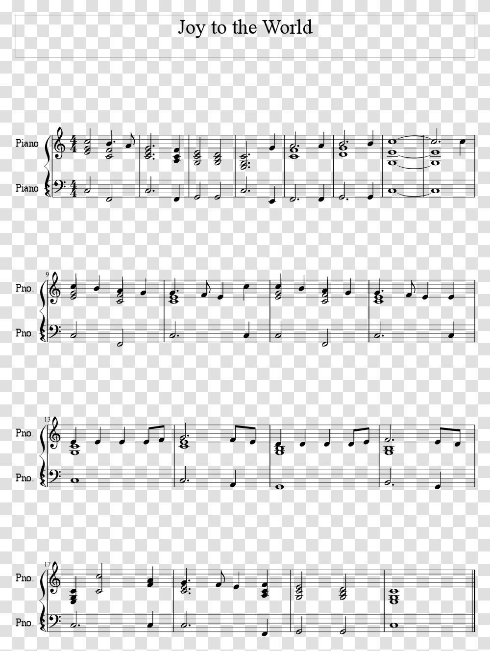 Joy To The World Chords Score Simple Joy To The World Piano, Gray, World Of Warcraft Transparent Png