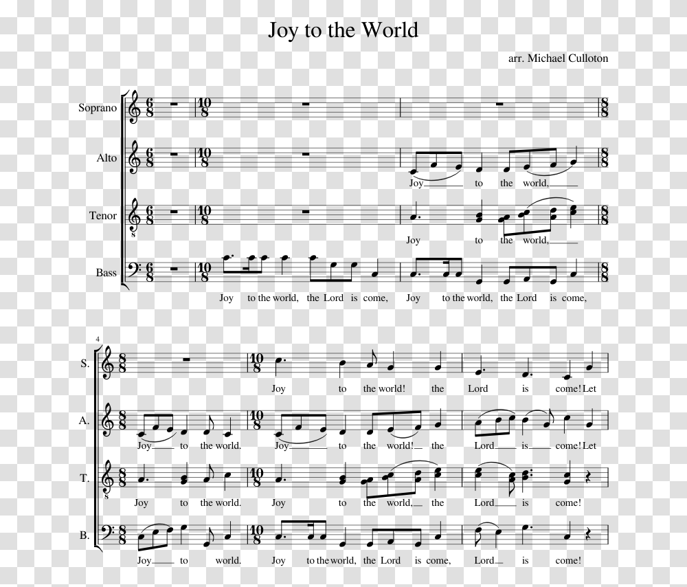 Joy To The World Sheet Music, Gray, World Of Warcraft Transparent Png