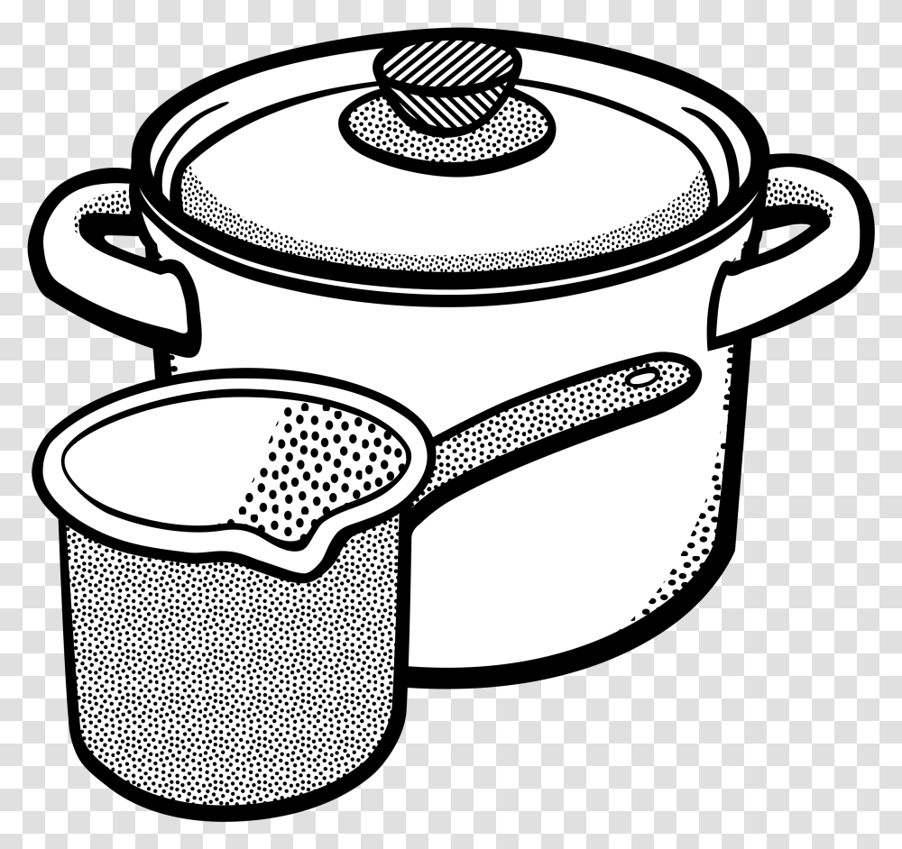 Jpg Black And White Pots Lineart Big Image Pot Clipart Black And White, Dutch Oven, Boiling Transparent Png