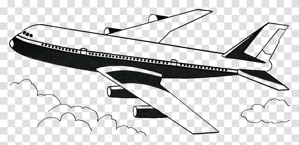 Jpg Eps Ai Svg Cdr Airplane Black And White, Aircraft, Vehicle, Transportation, Spaceship Transparent Png