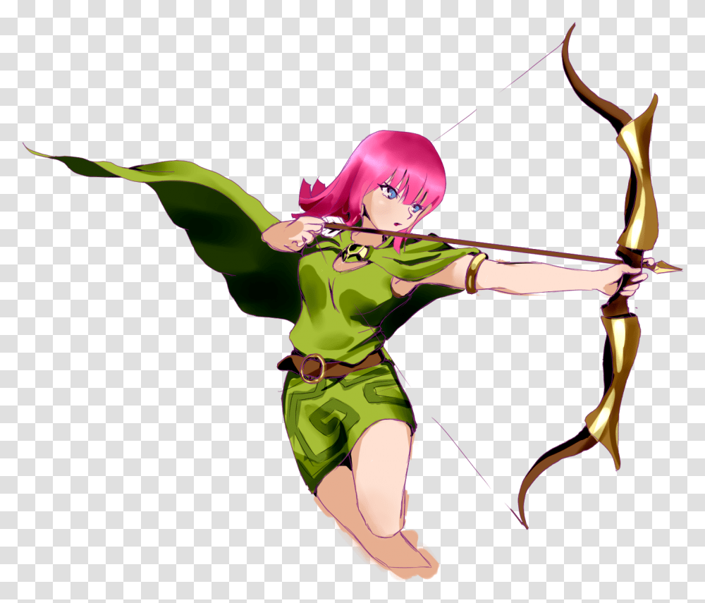 Jpg Library Library Archery Drawing Anime 18 Clash Of Clans Archer Queen, Bow, Sport, Person, Human Transparent Png