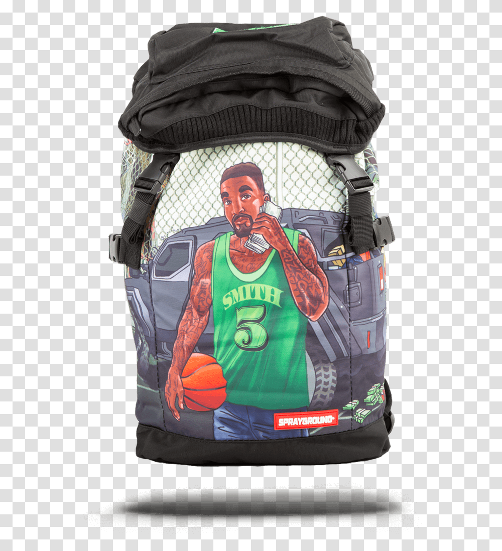 Jr Smith Sprayground Backpack, Bag, Person, Human Transparent Png