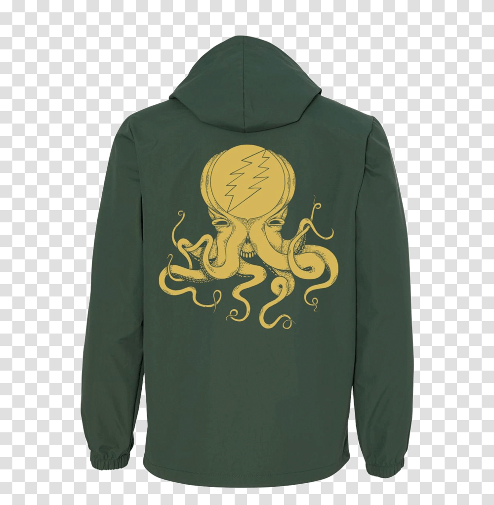 Jrad Octopus Logo Hooded Windbreaker Hoodie, Clothing, Apparel, Sleeve, Long Sleeve Transparent Png