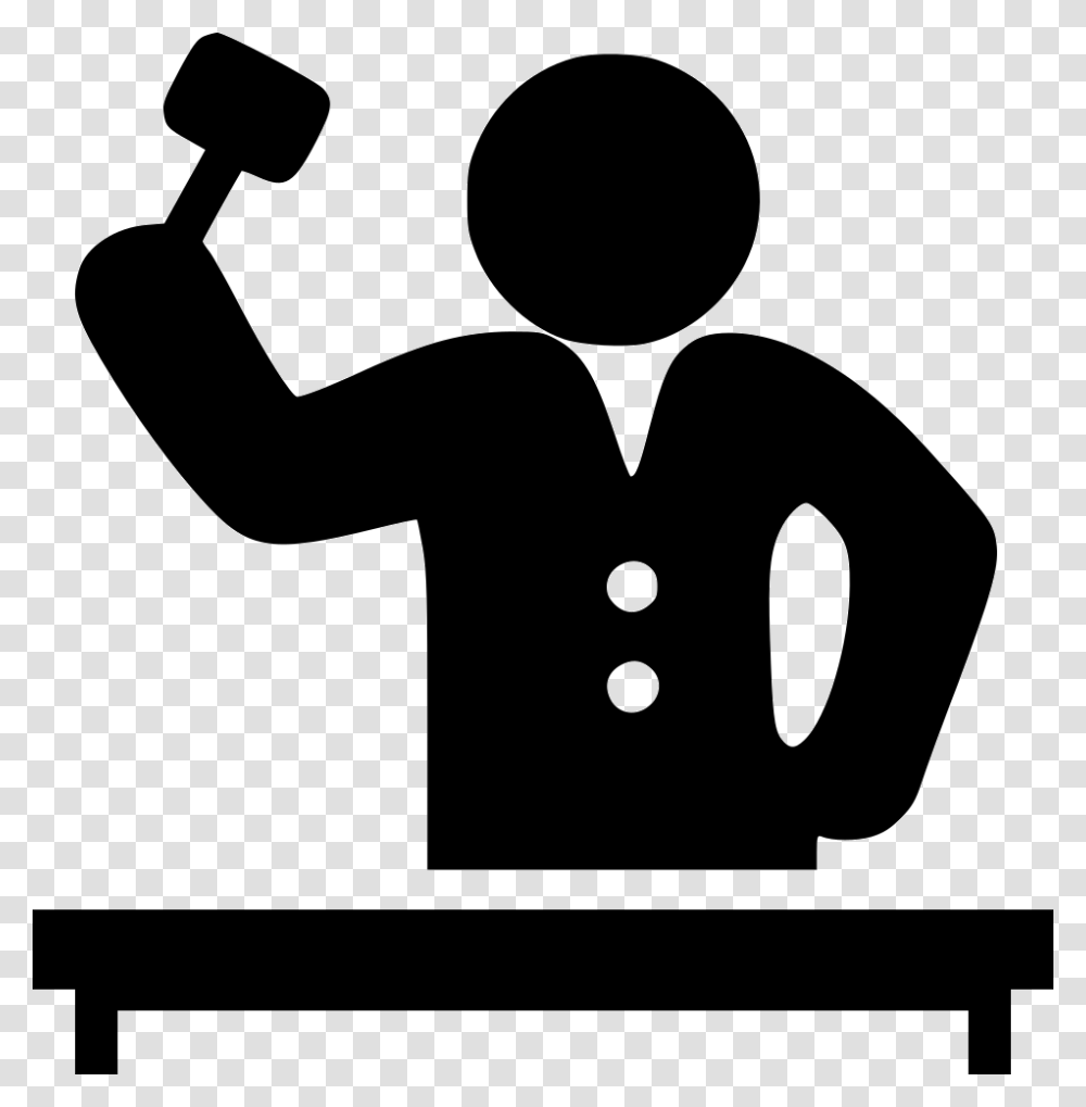 Judge Giving Order Judge Icon, Silhouette, Stencil, Hammer, Tool Transparent Png