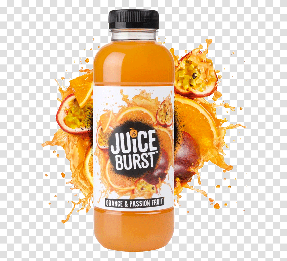 Juice Bottle Juice Burst Orange And Passion Fruit, Beverage, Drink, Orange Juice, Beer Transparent Png