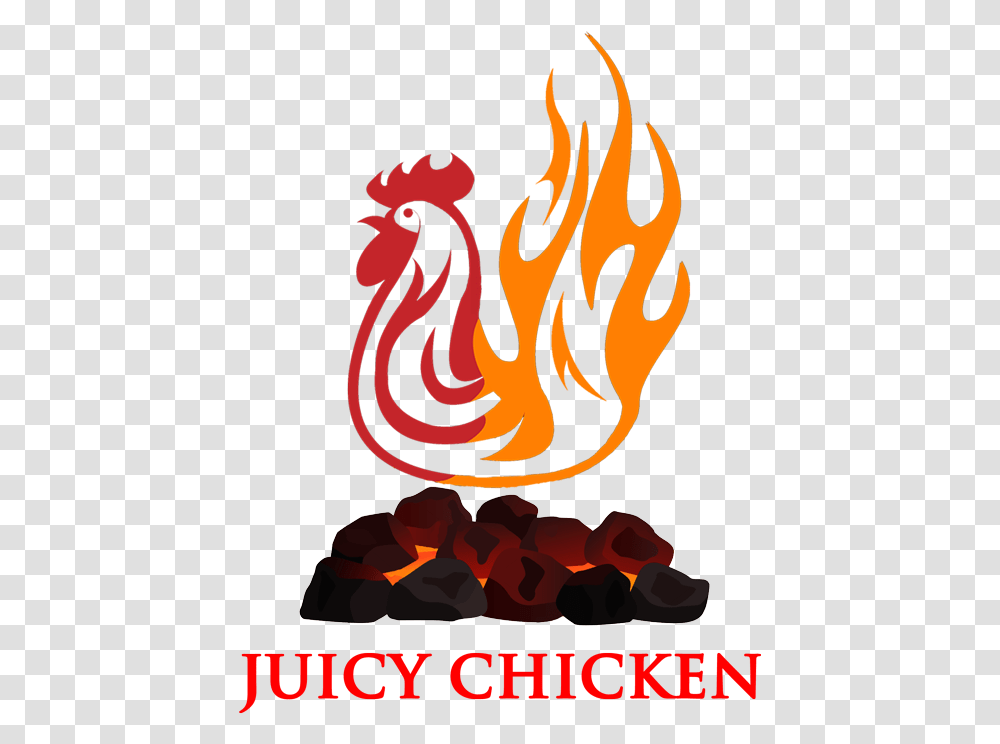 Juicy Chicken Chicken On Fire Logo, Poster, Advertisement, Flame, Bonfire Transparent Png